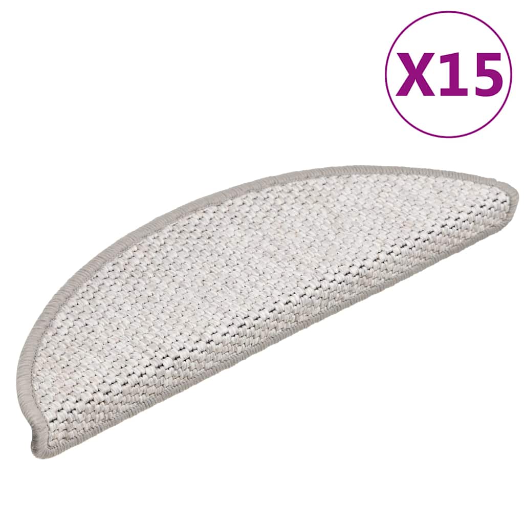 Trapmatten zelfklevend 15 st sisal-look 56x17x3 cm platinakleur is nu te koop bij PeponiXL, paradijselijk wonen!