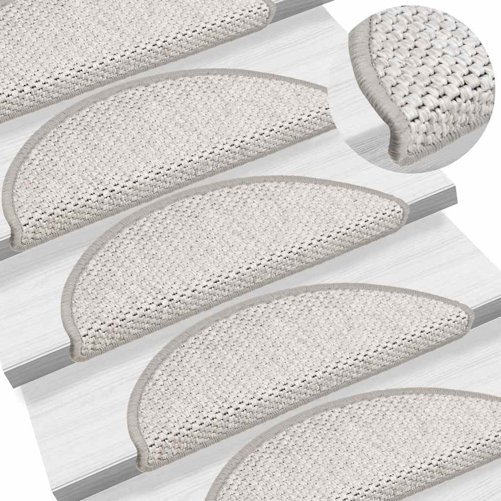Trapmatten zelfklevend 15 st sisal-look 56x17x3 cm platinakleur is nu te koop bij PeponiXL, paradijselijk wonen!