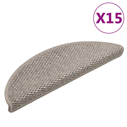 Trapmatten zelfklevend 15 st sisal-look 56x17x3cm zilverkleurig is nu te koop bij PeponiXL, paradijselijk wonen!