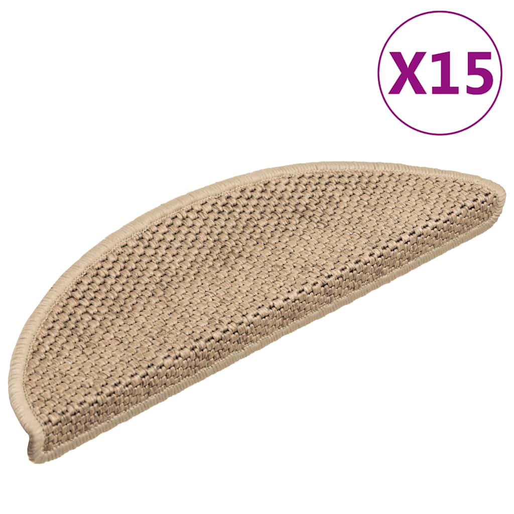 Trapmatten zelfklevend 15 st sisal-look 56x17x3 cm zandkleurig is nu te koop bij PeponiXL, paradijselijk wonen!