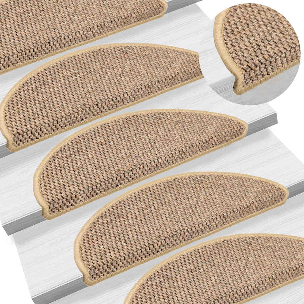 Trapmatten zelfklevend 15 st sisal-look 56x17x3 cm zandkleurig is nu te koop bij PeponiXL, paradijselijk wonen!