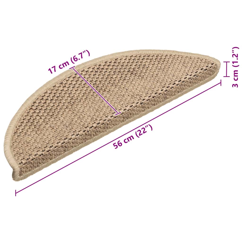 Trapmatten zelfklevend 15 st sisal-look 56x17x3 cm zandkleurig is nu te koop bij PeponiXL, paradijselijk wonen!