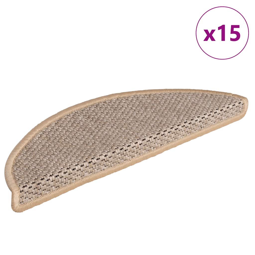 Trapmatten zelfklevend 15 st sisal-look 56x17x3 cm lichtbeige is nu te koop bij PeponiXL, paradijselijk wonen!