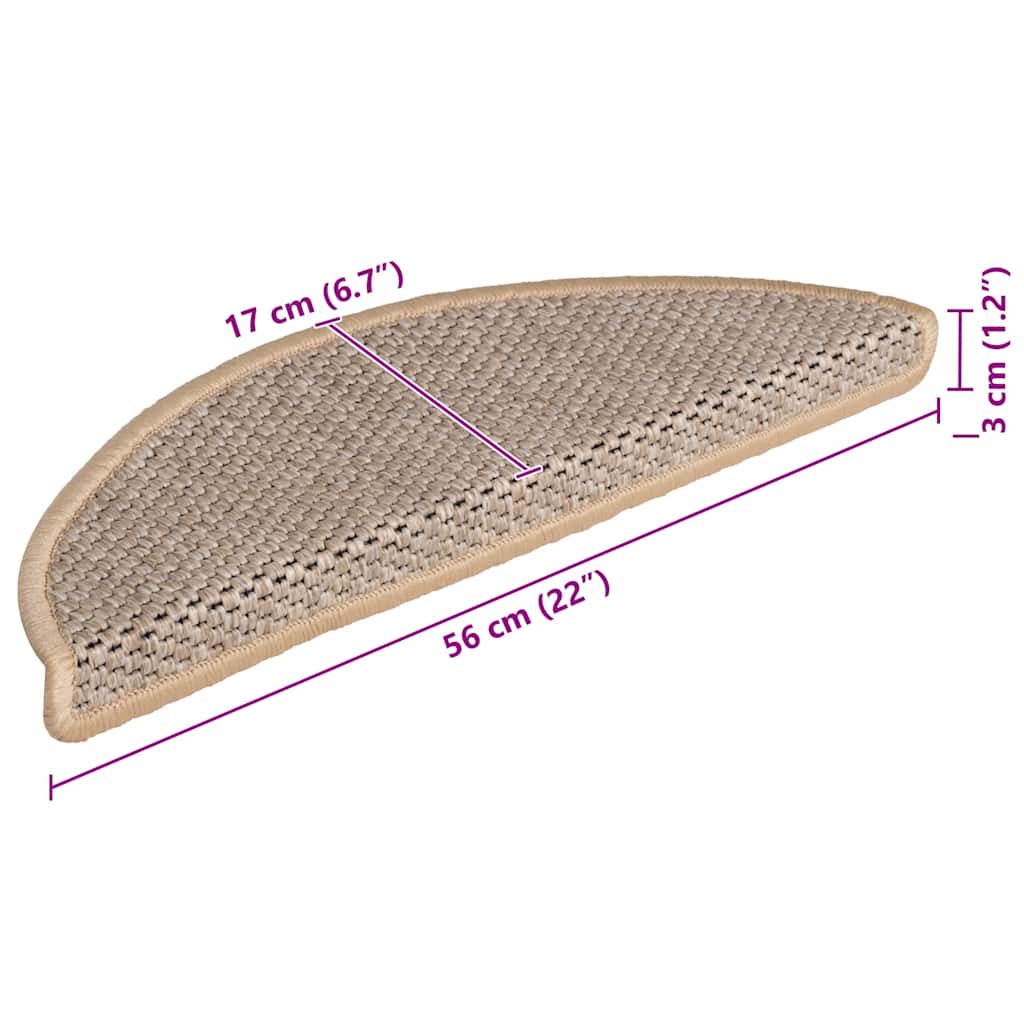 Trapmatten zelfklevend 15 st sisal-look 56x17x3 cm lichtbeige is nu te koop bij PeponiXL, paradijselijk wonen!