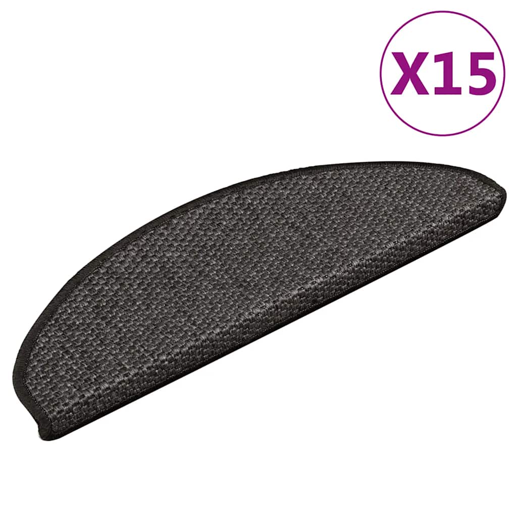 Trapmatten zelfklevend 15st sisal-look 65x21x4cm antracietkleur is nu te koop bij PeponiXL, paradijselijk wonen!