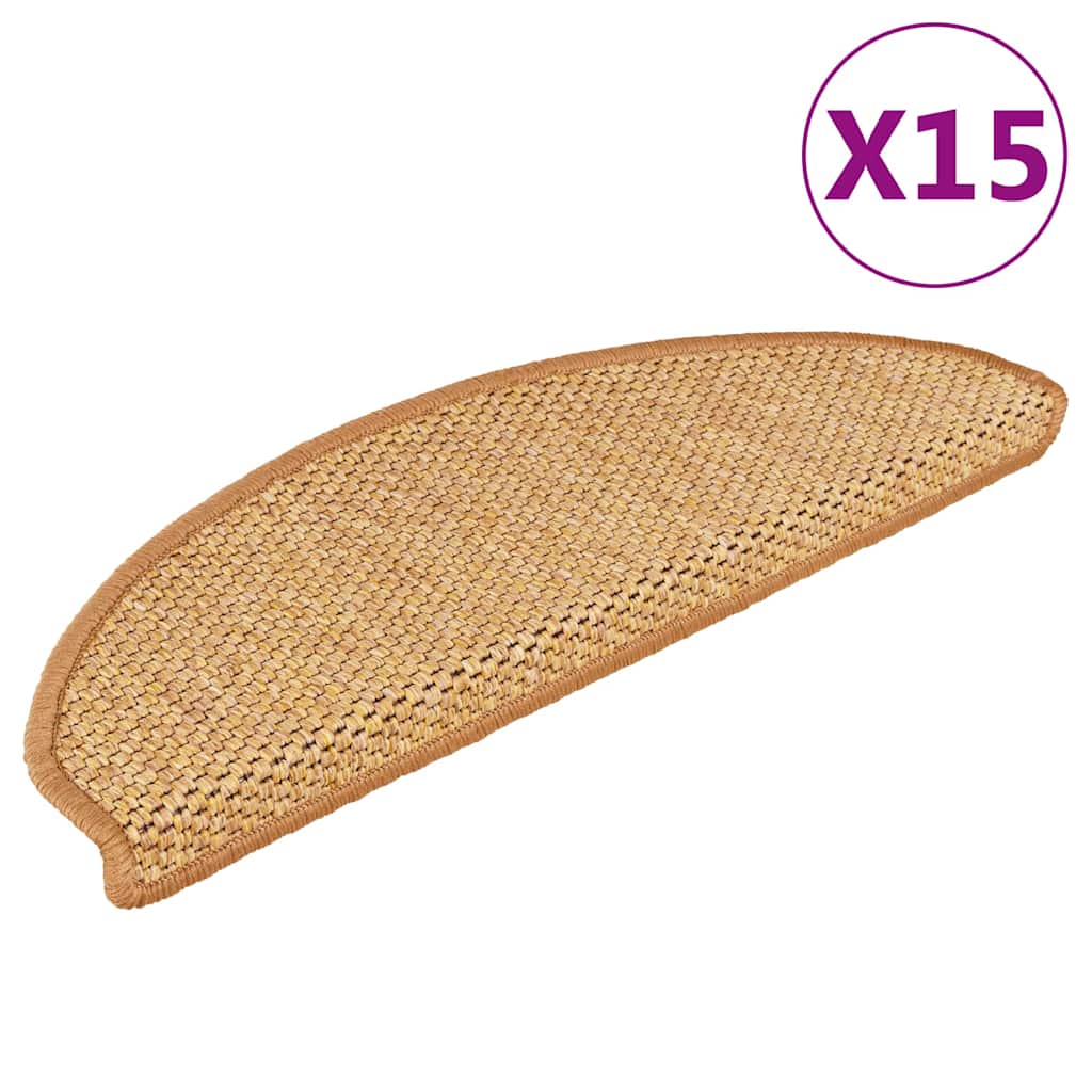 Trapmatten zelfklevend 15 st sisal-look 65x21x4 cm sisalkleurig