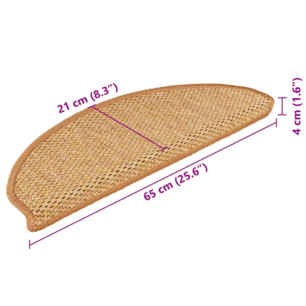 Trapmatten zelfklevend 15 st sisal-look 65x21x4 cm sisalkleurig