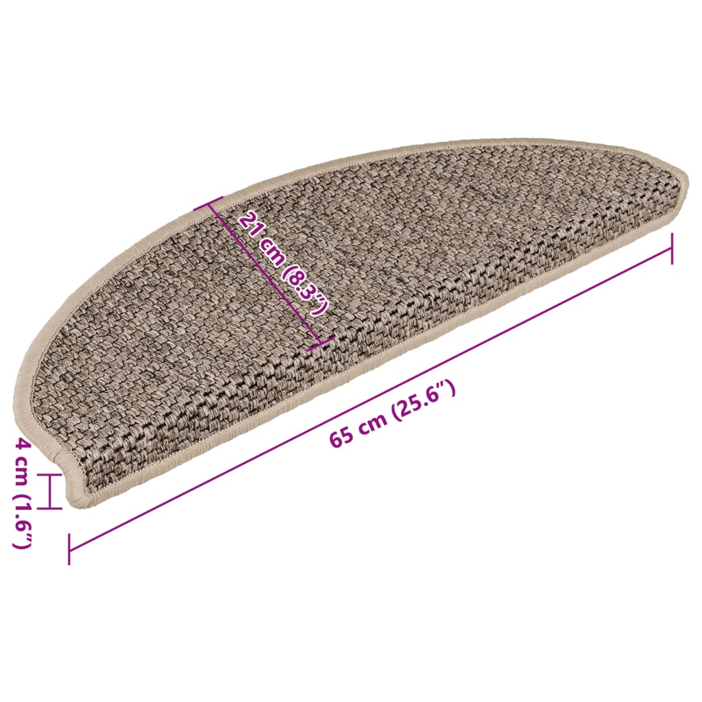 Trapmatten zelfklevend 15 st sisal-look 65x21x4 cm donkerbeige is nu te koop bij PeponiXL, paradijselijk wonen!