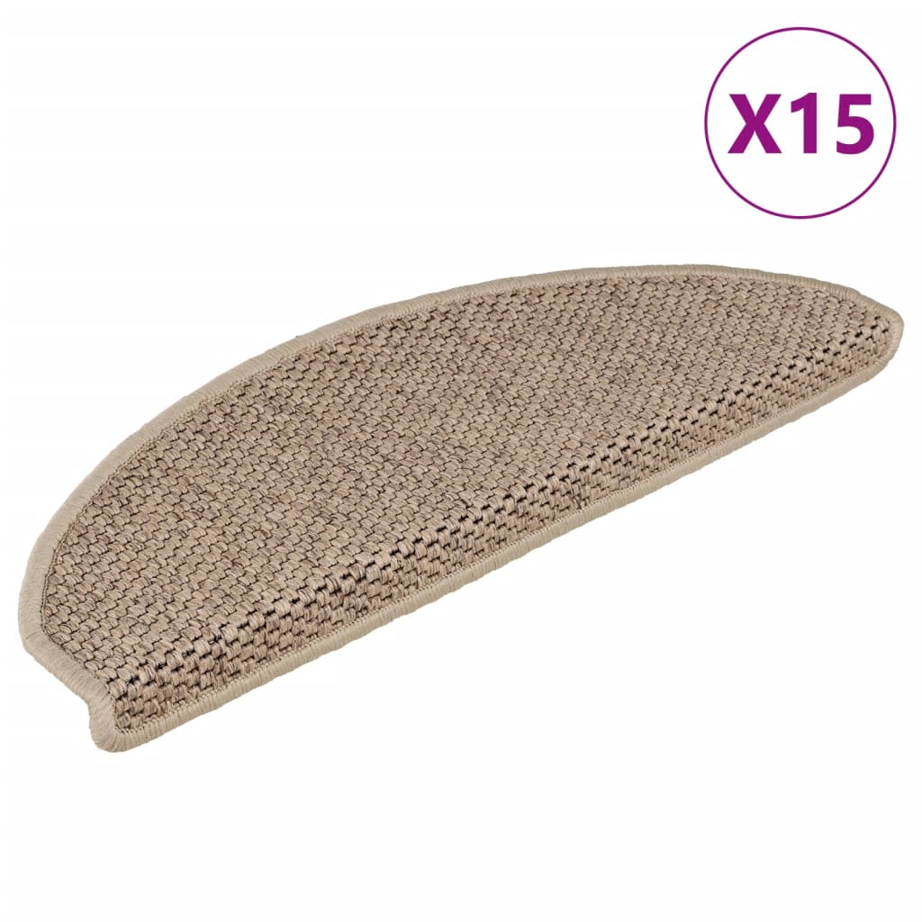 Trapmatten zelfklevend 15 st sisal-look 65x21x4 cm zandkleurig is nu te koop bij PeponiXL, paradijselijk wonen!