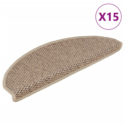 Trapmatten zelfklevend 15 st sisal-look 65x21x4 cm zandkleurig is nu te koop bij PeponiXL, paradijselijk wonen!