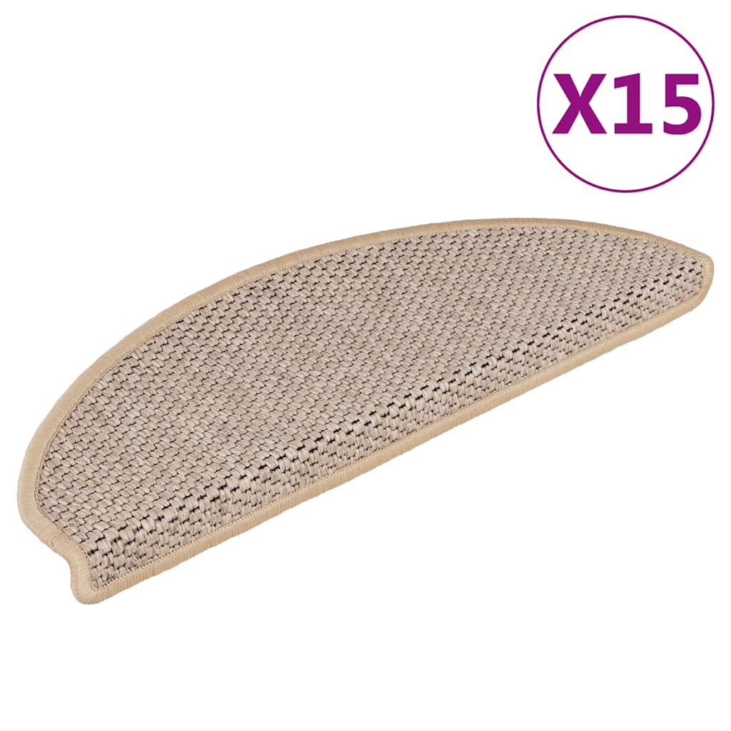 Trapmatten zelfklevend 15 st sisal-look 65x21x4 cm lichtbeige is nu te koop bij PeponiXL, paradijselijk wonen!