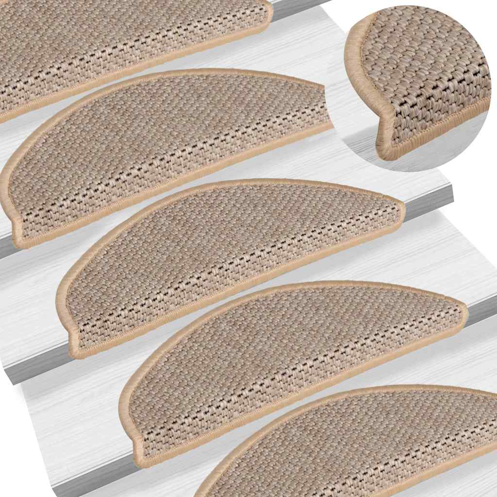 Trapmatten zelfklevend 15 st sisal-look 65x21x4 cm lichtbeige is nu te koop bij PeponiXL, paradijselijk wonen!