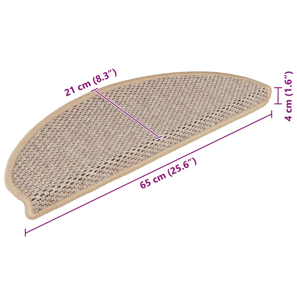 Trapmatten zelfklevend 15 st sisal-look 65x21x4 cm lichtbeige is nu te koop bij PeponiXL, paradijselijk wonen!