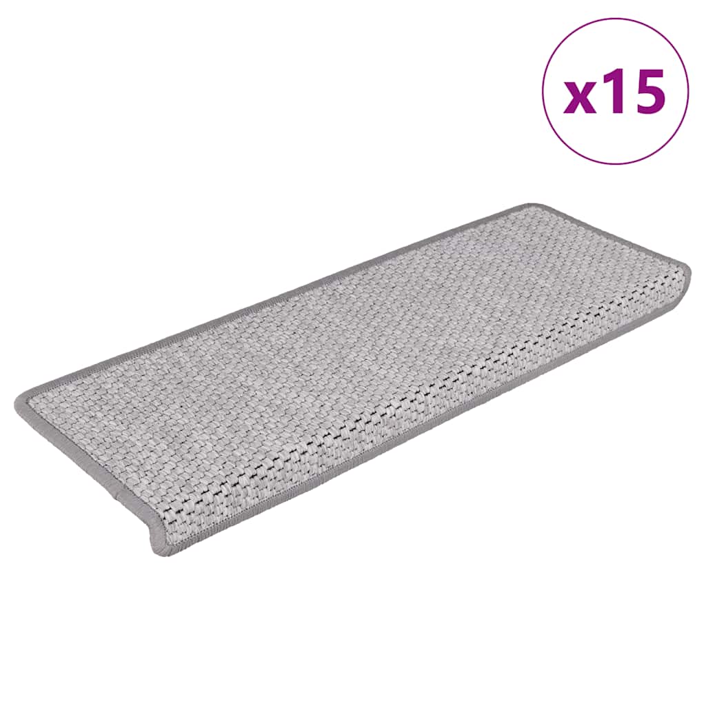 Trapmatten zelfklevend 15 st sisal-look 65x21x4 cm platinakleur is nu te koop bij PeponiXL, paradijselijk wonen!