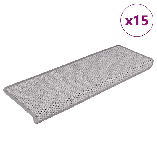 Trapmatten zelfklevend 15 st sisal-look 65x21x4 cm platinakleur is nu te koop bij PeponiXL, paradijselijk wonen!