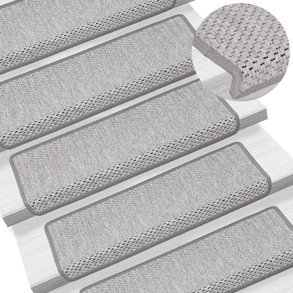 Trapmatten zelfklevend 15 st sisal-look 65x21x4 cm platinakleur is nu te koop bij PeponiXL, paradijselijk wonen!