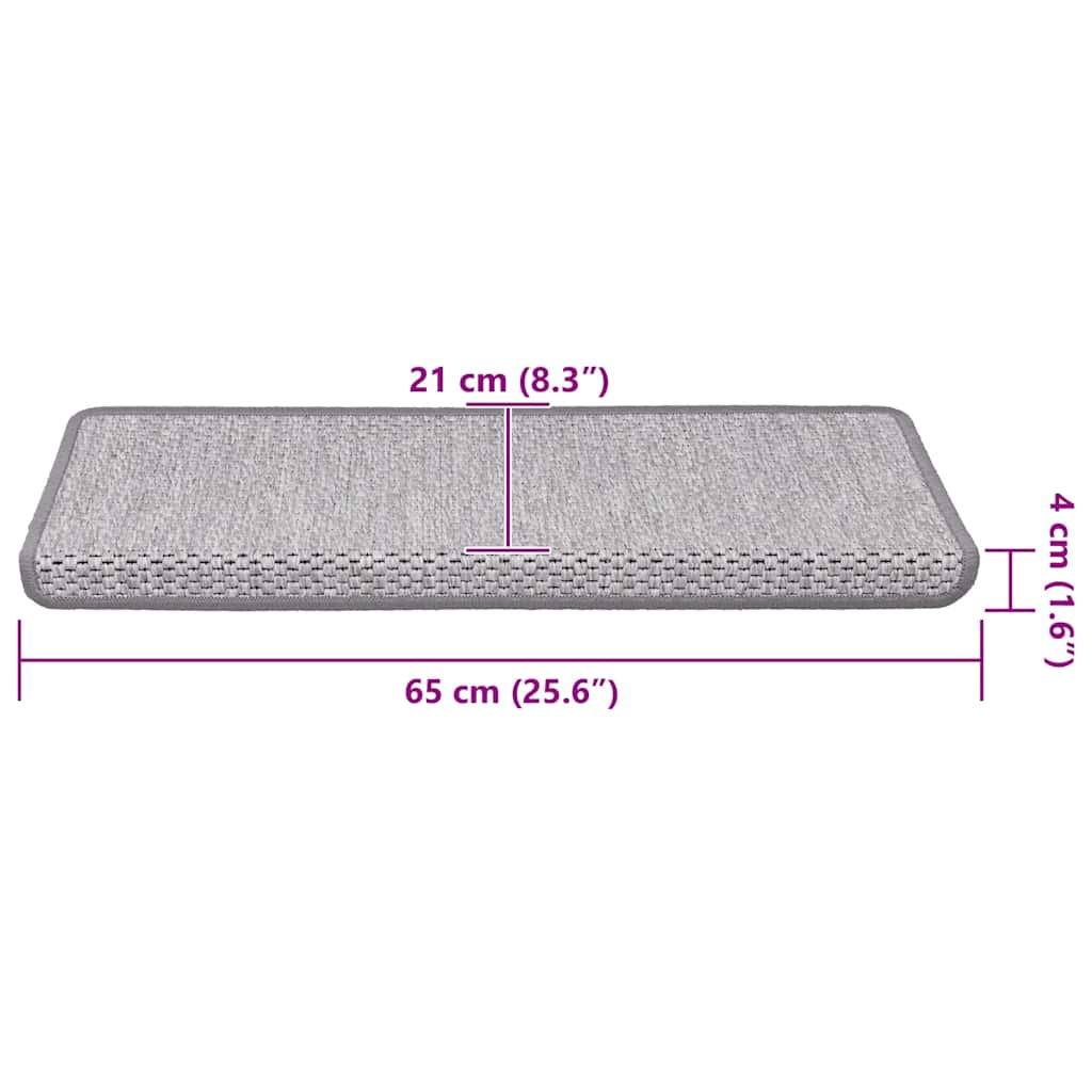 Trapmatten zelfklevend 15 st sisal-look 65x21x4 cm platinakleur is nu te koop bij PeponiXL, paradijselijk wonen!