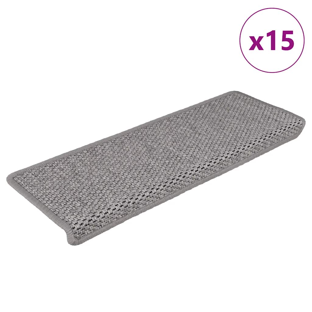 Trapmatten zelfklevend 15 st sisal-look 65x21x4cm zilverkleurig is nu te koop bij PeponiXL, paradijselijk wonen!
