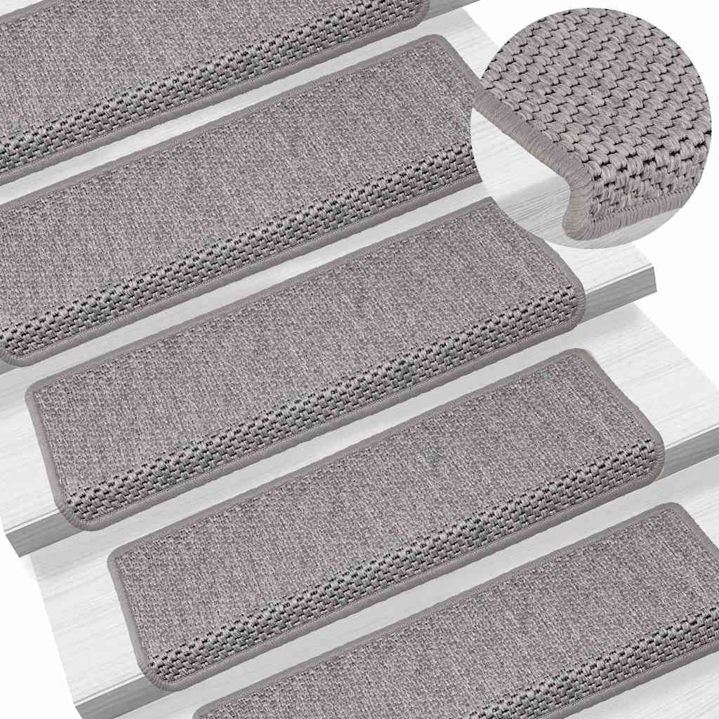 Trapmatten zelfklevend 15 st sisal-look 65x21x4cm zilverkleurig is nu te koop bij PeponiXL, paradijselijk wonen!