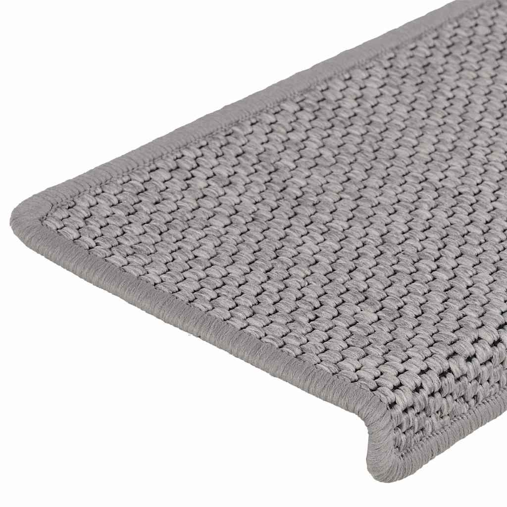 Trapmatten zelfklevend 15 st sisal-look 65x21x4cm zilverkleurig is nu te koop bij PeponiXL, paradijselijk wonen!