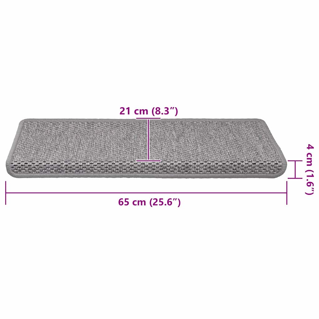Trapmatten zelfklevend 15 st sisal-look 65x21x4cm zilverkleurig is nu te koop bij PeponiXL, paradijselijk wonen!