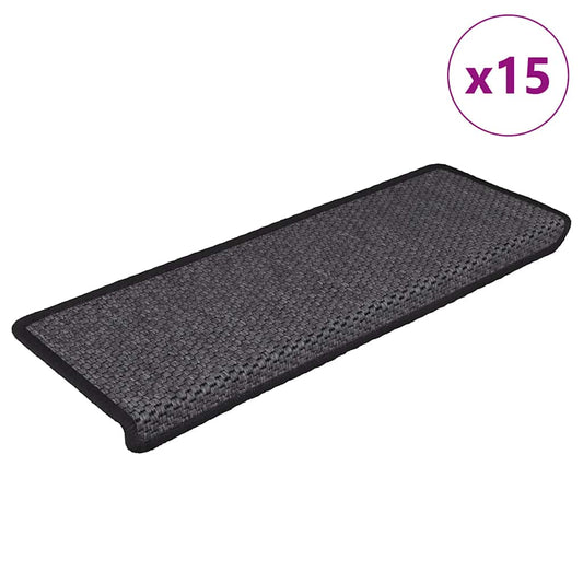 Trapmatten zelfklevend 15st sisal-look 65x21x4cm antracietkleur is nu te koop bij PeponiXL, paradijselijk wonen!