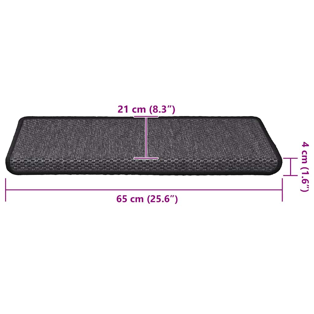 Trapmatten zelfklevend 15st sisal-look 65x21x4cm antracietkleur is nu te koop bij PeponiXL, paradijselijk wonen!