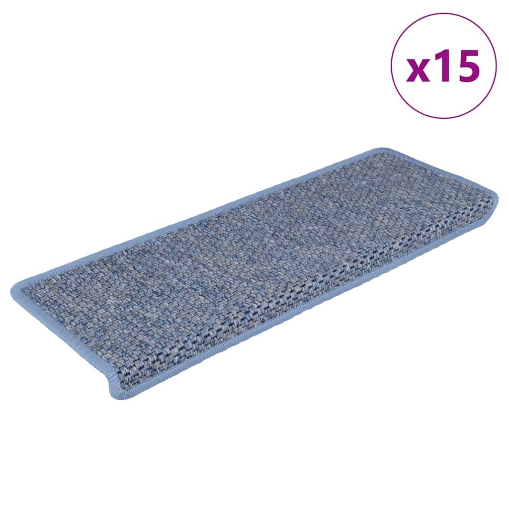 Trapmatten zelfklevend 15 st sisal-look 65x21x4 cm blauw is nu te koop bij PeponiXL, paradijselijk wonen!
