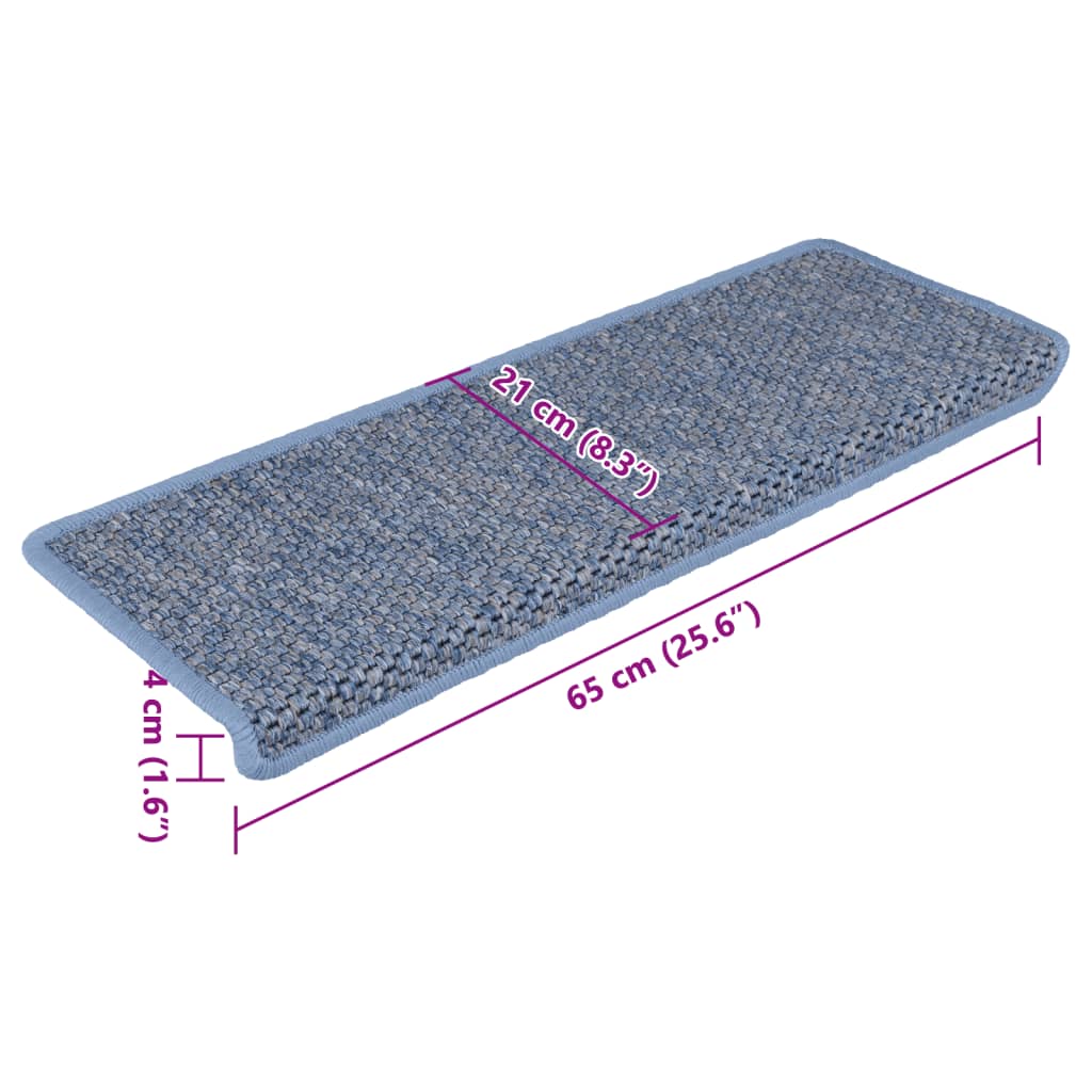 Trapmatten zelfklevend 15 st sisal-look 65x21x4 cm blauw is nu te koop bij PeponiXL, paradijselijk wonen!