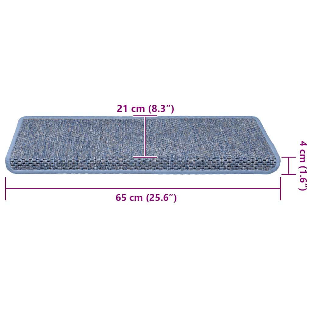 Trapmatten zelfklevend 15 st sisal-look 65x21x4 cm blauw is nu te koop bij PeponiXL, paradijselijk wonen!