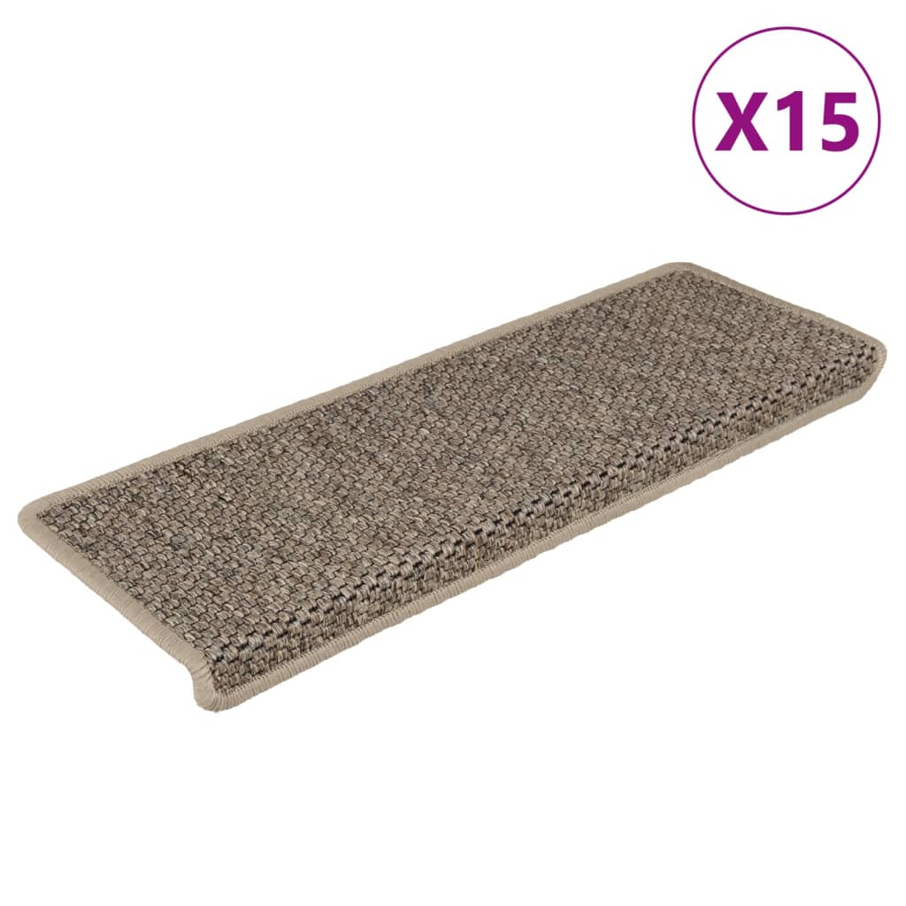 Trapmatten zelfklevend 15 st sisal-look 65x21x4 cm donkerbeige is nu te koop bij PeponiXL, paradijselijk wonen!