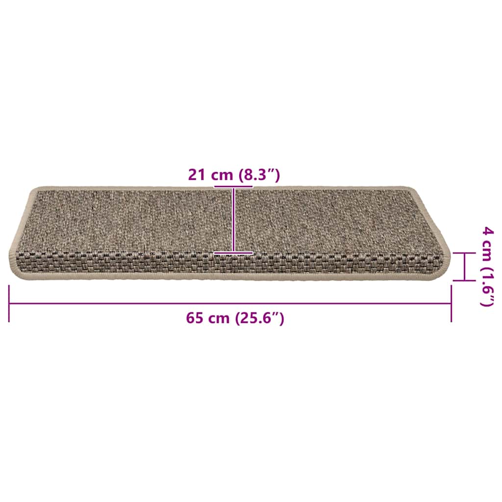 Trapmatten zelfklevend 15 st sisal-look 65x21x4 cm donkerbeige is nu te koop bij PeponiXL, paradijselijk wonen!