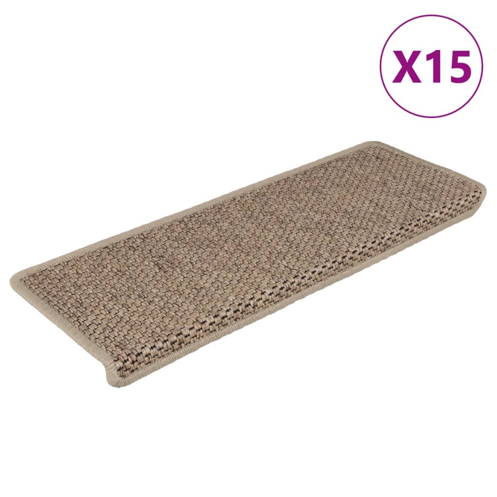 Trapmatten zelfklevend 15 st sisal-look 65x21x4 cm zandkleurig is nu te koop bij PeponiXL, paradijselijk wonen!