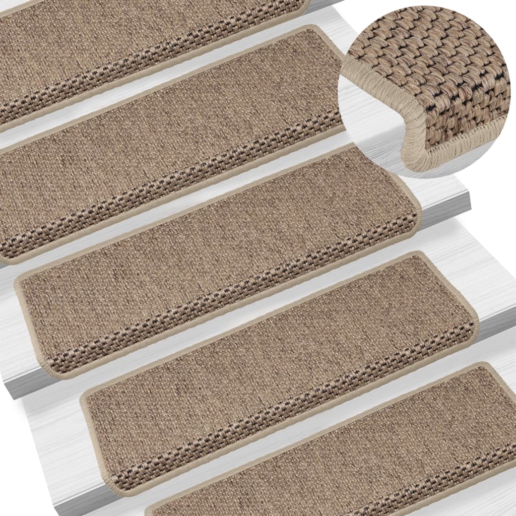 Trapmatten zelfklevend 15 st sisal-look 65x21x4 cm zandkleurig is nu te koop bij PeponiXL, paradijselijk wonen!