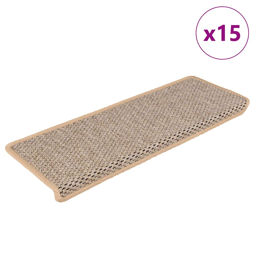 Trapmatten zelfklevend 15 st sisal-look 65x21x4 cm lichtbeige is nu te koop bij PeponiXL, paradijselijk wonen!