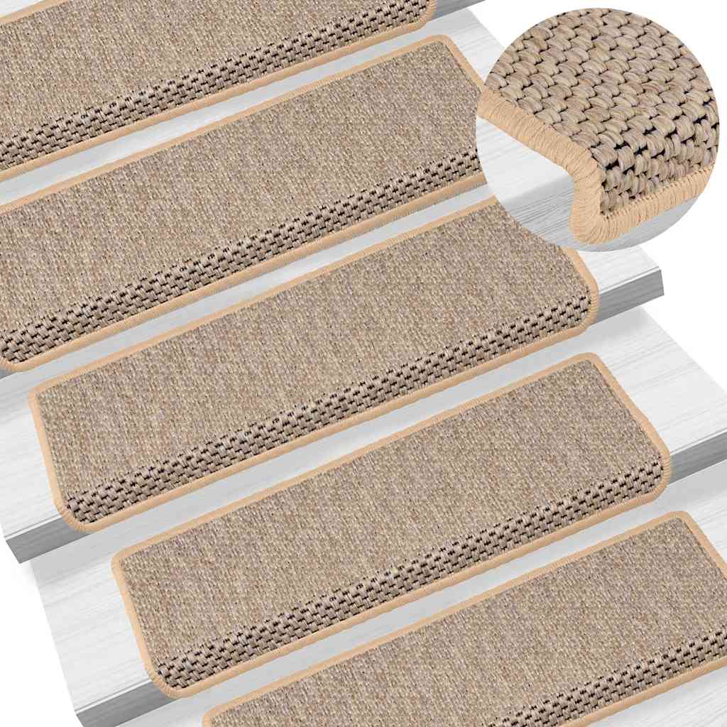 Trapmatten zelfklevend 15 st sisal-look 65x21x4 cm lichtbeige is nu te koop bij PeponiXL, paradijselijk wonen!