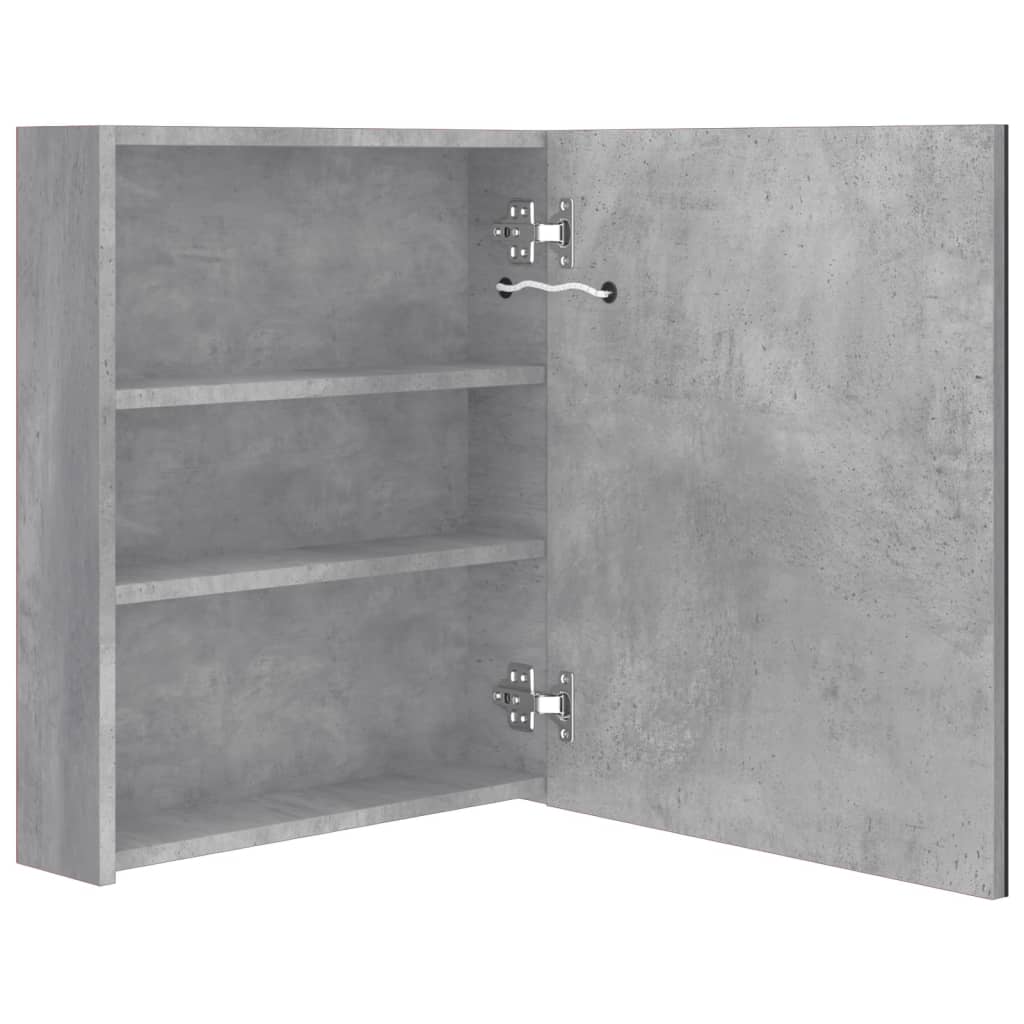 Badkamerkast met spiegel en LED 50x14x60 cm betongrijs is nu te koop bij PeponiXL, paradijselijk wonen!