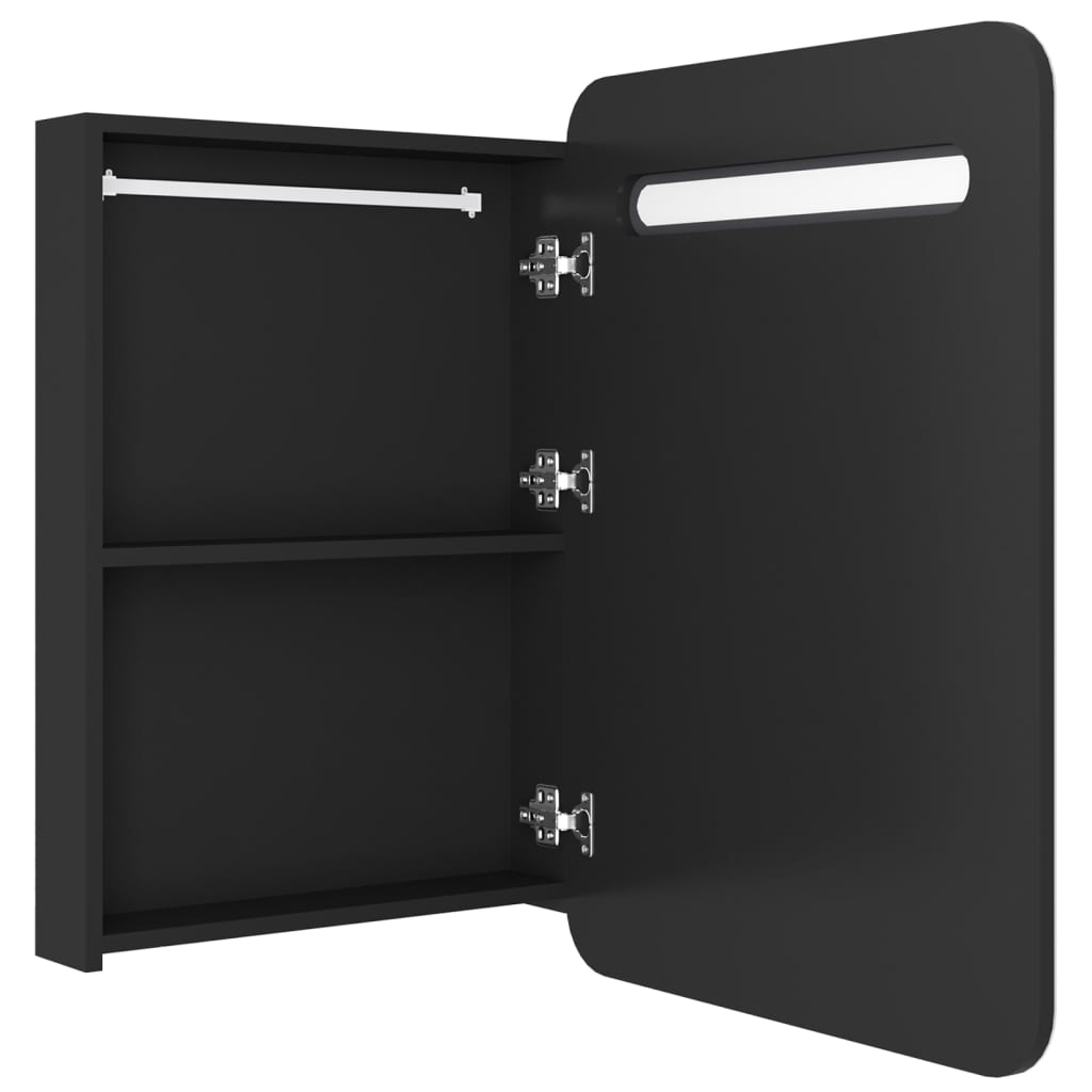 Badkamerkast met spiegel en LED 60x11x80 cm zwart is nu te koop bij PeponiXL, paradijselijk wonen!