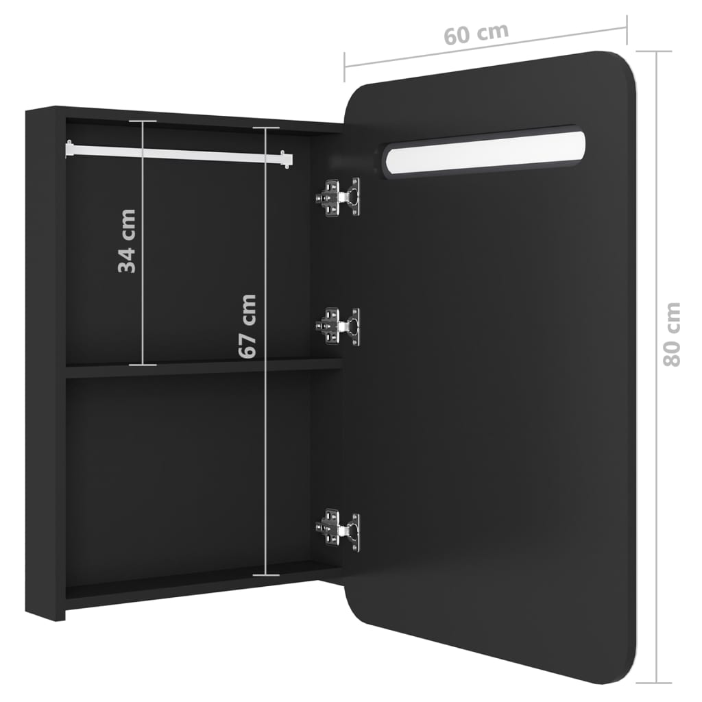 Badkamerkast met spiegel en LED 60x11x80 cm zwart is nu te koop bij PeponiXL, paradijselijk wonen!