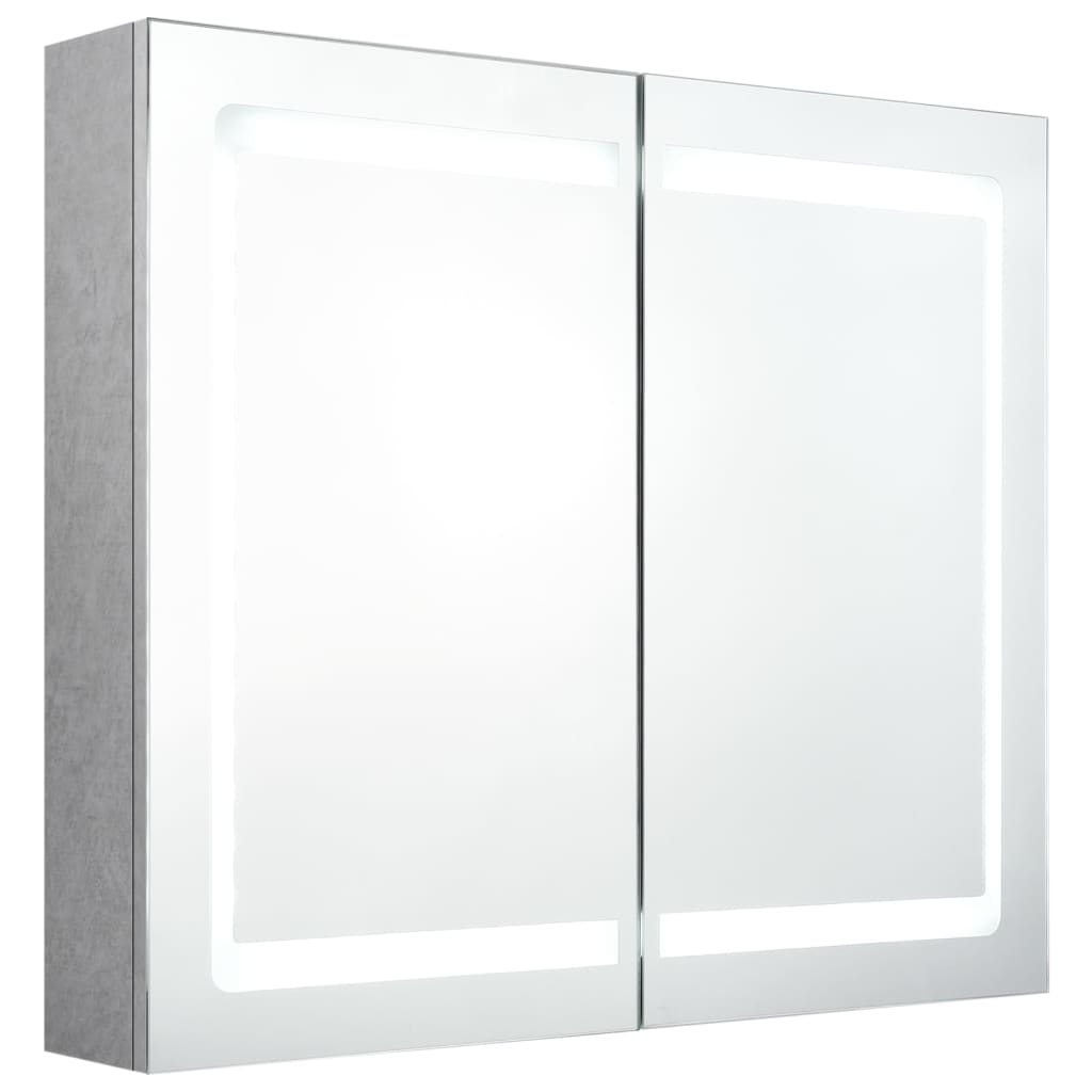 Badkamerkast met spiegel en LED 80x12x68 cm betongrijs is nu te koop bij PeponiXL, paradijselijk wonen!