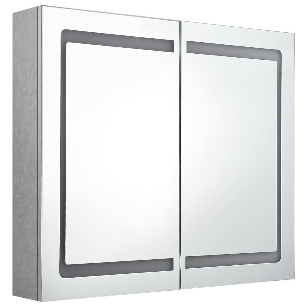 Badkamerkast met spiegel en LED 80x12x68 cm betongrijs is nu te koop bij PeponiXL, paradijselijk wonen!