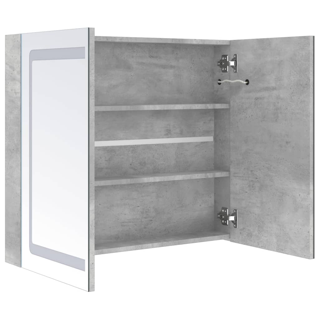 Badkamerkast met spiegel en LED 80x12x68 cm betongrijs is nu te koop bij PeponiXL, paradijselijk wonen!