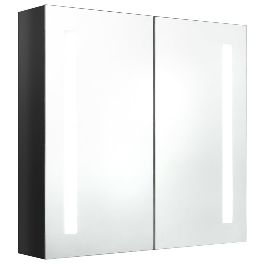 Badkamerkast met spiegel en LED 62x14x60 cm glanzend zwart is nu te koop bij PeponiXL, paradijselijk wonen!