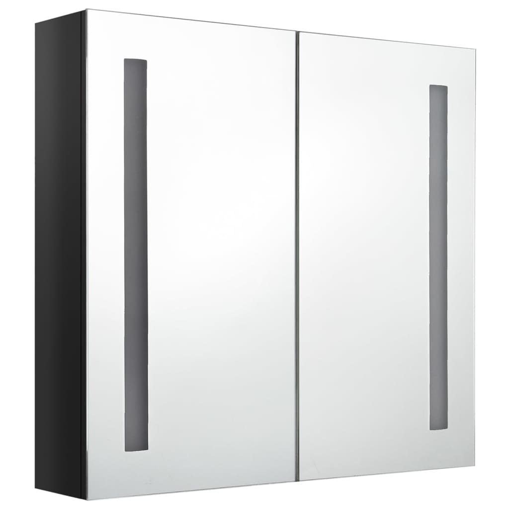 Badkamerkast met spiegel en LED 62x14x60 cm glanzend zwart is nu te koop bij PeponiXL, paradijselijk wonen!