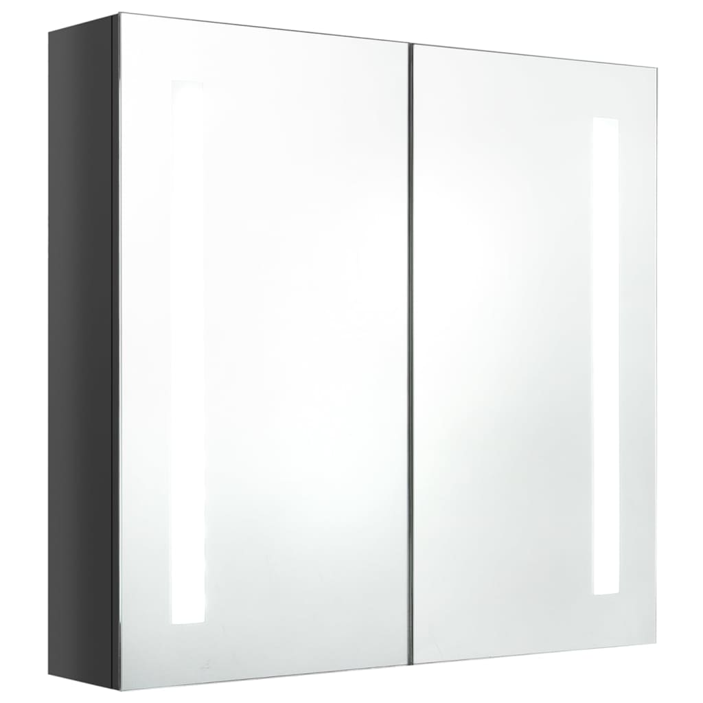 Badkamerkast met spiegel en LED 62x14x60 cm glanzend grijs is nu te koop bij PeponiXL, paradijselijk wonen!