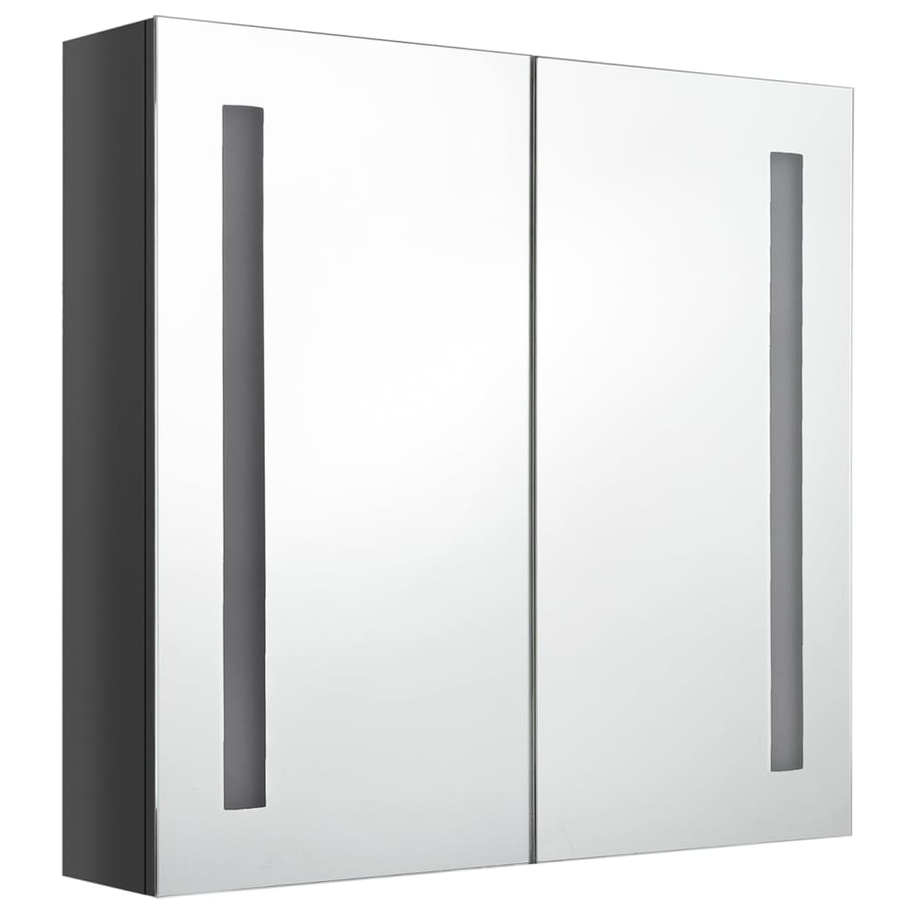 Badkamerkast met spiegel en LED 62x14x60 cm glanzend grijs is nu te koop bij PeponiXL, paradijselijk wonen!