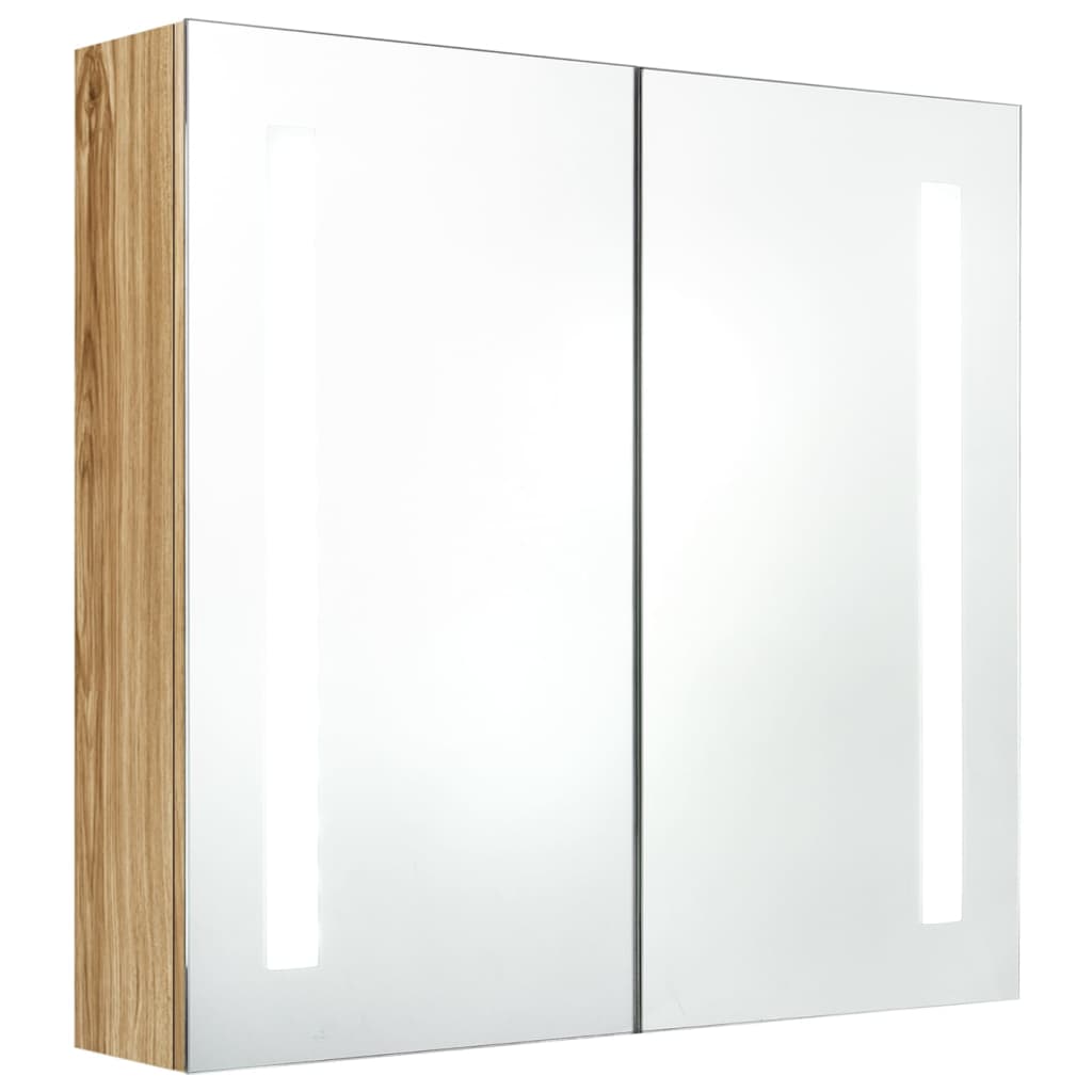 Badkamerkast met spiegel en LED 62x14x60 cm eikenkleurig is nu te koop bij PeponiXL, paradijselijk wonen!