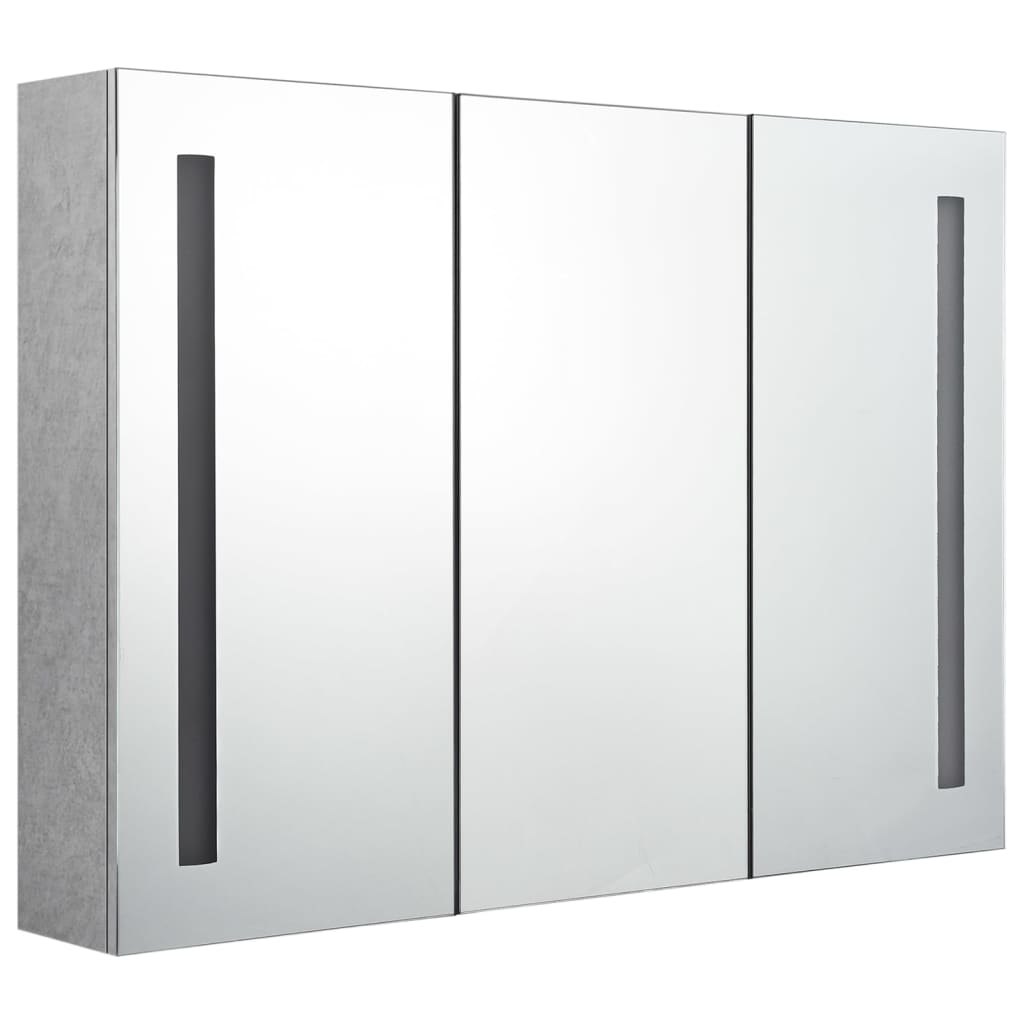 Badkamerkast met spiegel en LED 89x14x62 cm betongrijs is nu te koop bij PeponiXL, paradijselijk wonen!