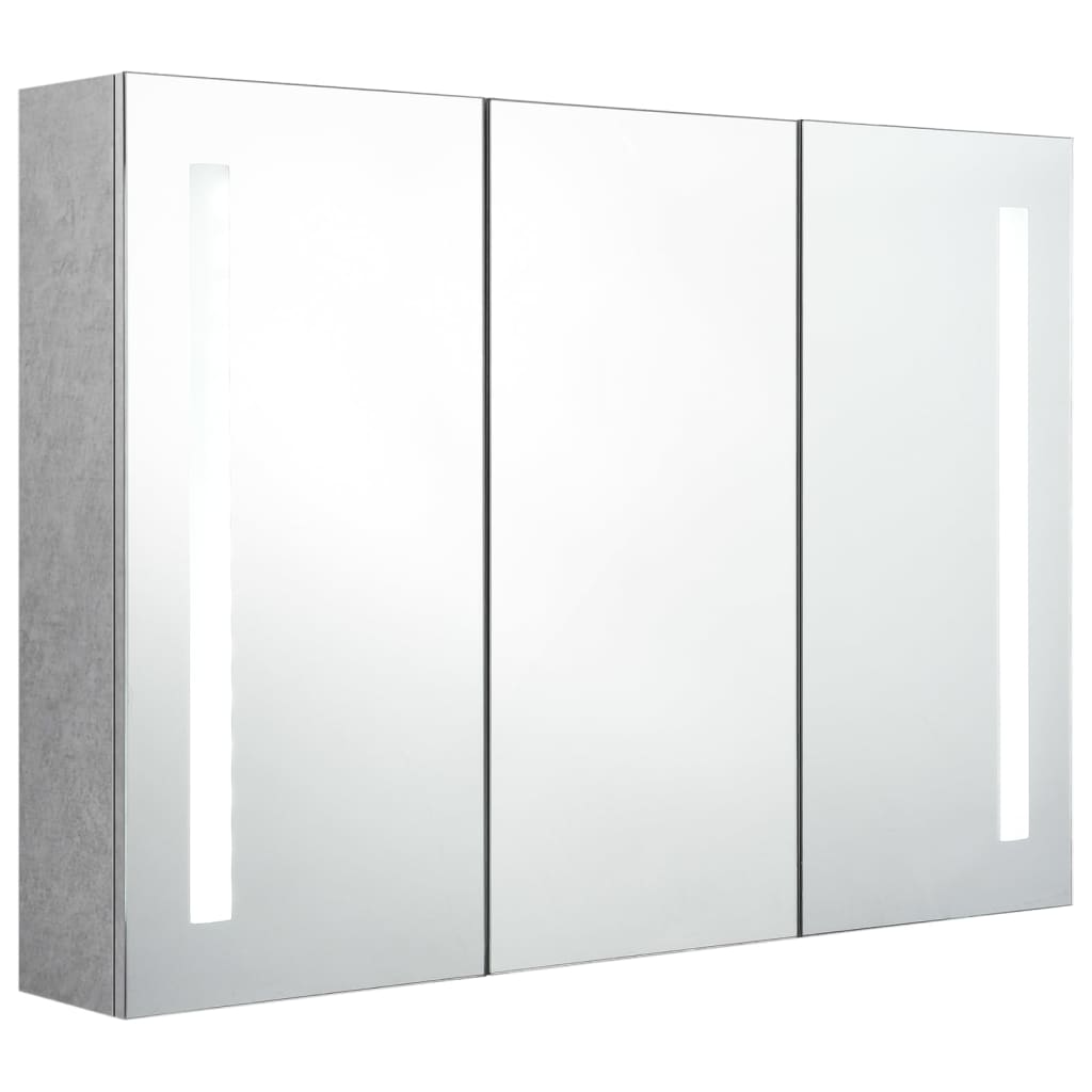 Badkamerkast met spiegel en LED 89x14x62 cm betongrijs is nu te koop bij PeponiXL, paradijselijk wonen!