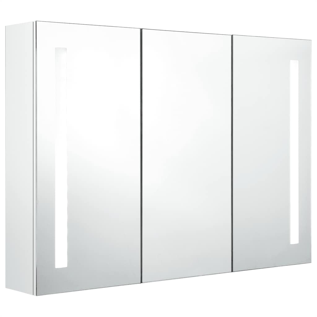 Badkamerkast met spiegel en LED 89x14x62 cm glanzend wit is nu te koop bij PeponiXL, paradijselijk wonen!